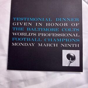 BALTIMORE COLTS" 1954 DIE-CUT BANQUET CARD/1959 DINNER PROGRAM